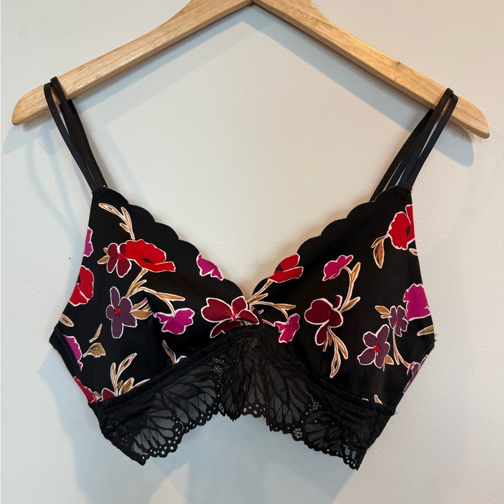 Auden Black Floral Lace Bralette NWOT